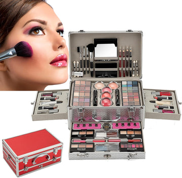 All In One Makeup Kit For Teens by Miss Young, 106 Pcs Professional Women Full Kit, Include Eyeshadow Palette, Lipstick Set, Concealer, Foundation, Lipgloss, Brush(Silver
